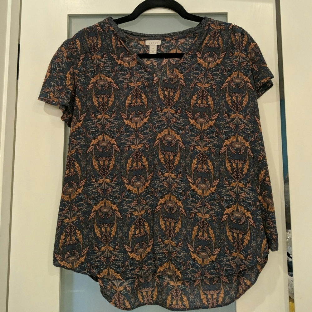 Hinge (Nordstrom) Short- Sleeve V-Neck Blouse